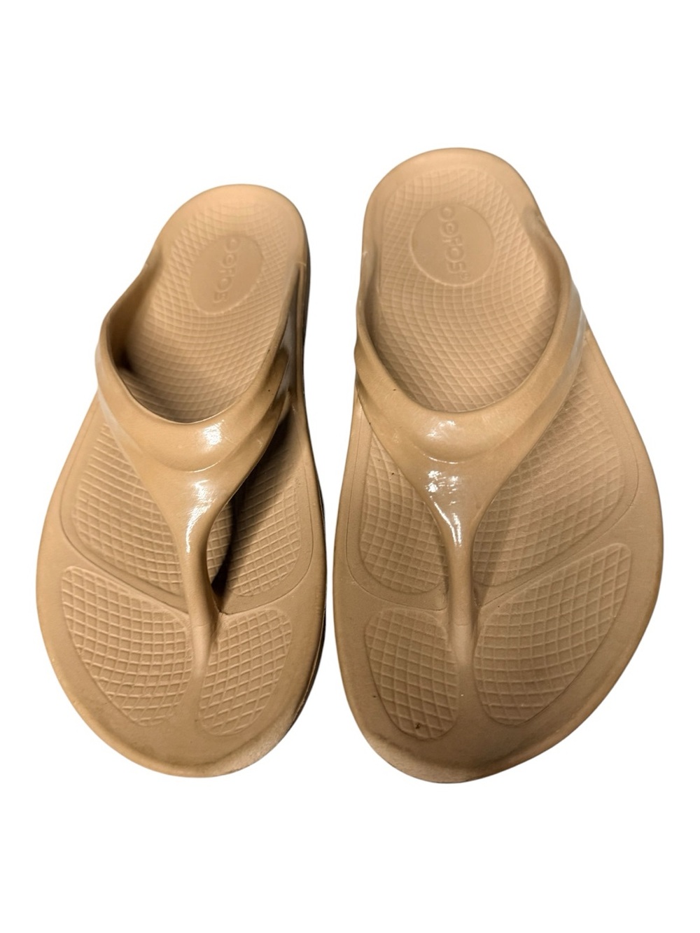 Oofos Beige Women's Thong Sandals collegiate beach eclecticgrandpa activewear 8
